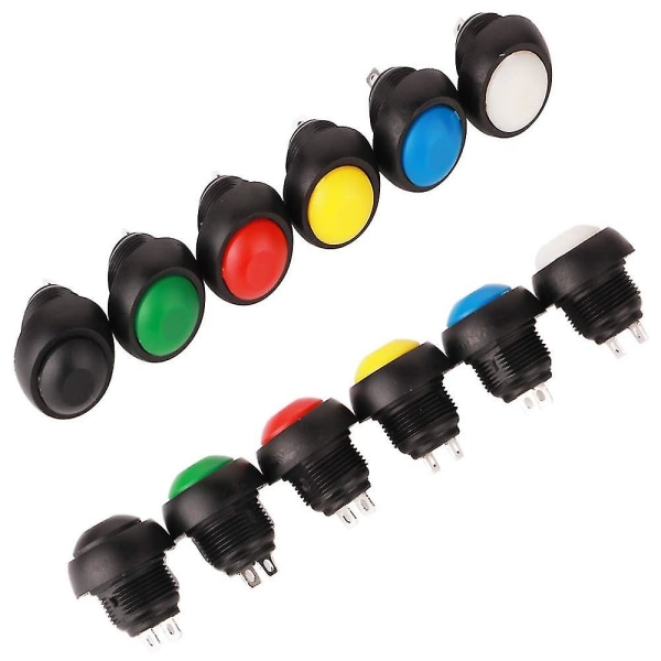 Paket med 12 Mini Momentan Push Button Switches, 12 Mm Momentary Push Button, Mini Push Button, On-Off Vattentät tryckknapp för bil, båt, Ardui- ACG