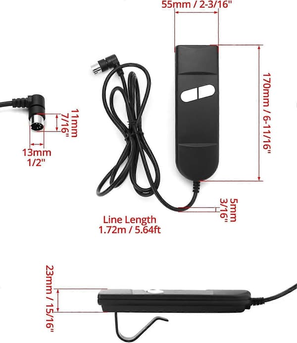 Handkontroll, fåtöljkontroll, 2-knapps 5-stift, lämplig för de flesta elektriska fåtöljer och lyftstolar
