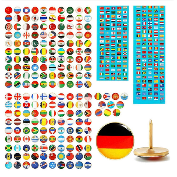 200 stk. Flag Push Pins i Rustfrit Stål - Boks med Flag Push Pins til Kontordekoration