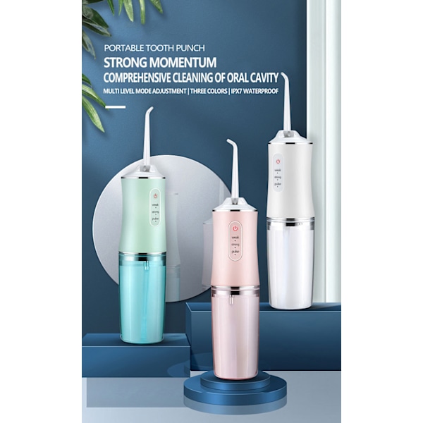 Dental Water Flosser Spotlight Waterpik Professionell Oral Irrigator Bärbar Floss Cleaner Hälsosammare tänder Vitare Rengöringsmedel vit