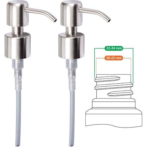 Erstatningspumpe for flytende såpedispenser - rustfritt stål, børstet finish, 2 stk - 24 mm