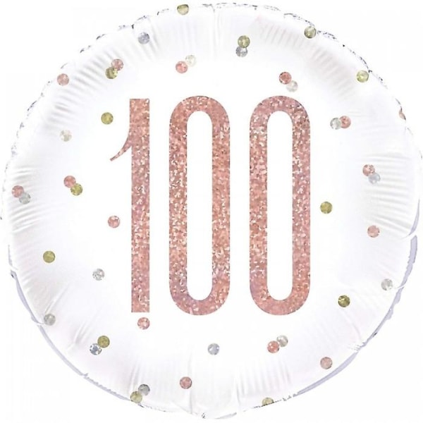 Materiale: Folie. Bredde: 18 tommer. Design: Glitter, Nummer, Polka Dot, Trykt. Anledning: 100 års fødselsdag. Form: Rund. Bemærk venligst: Leveres tømt for luft.