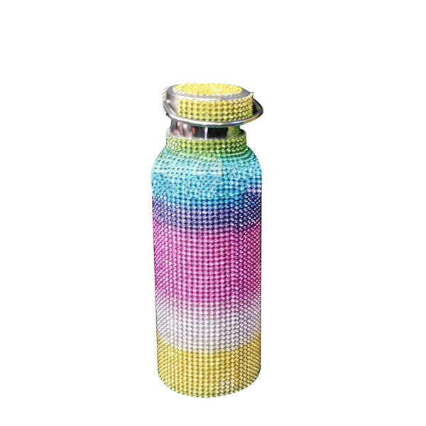Diamant Vannflaske Bling Rhinestone Rustfritt Stål Termisk Flaske Med Kjede For Kvinner Jenter Gave - Jxlgv rainbow2