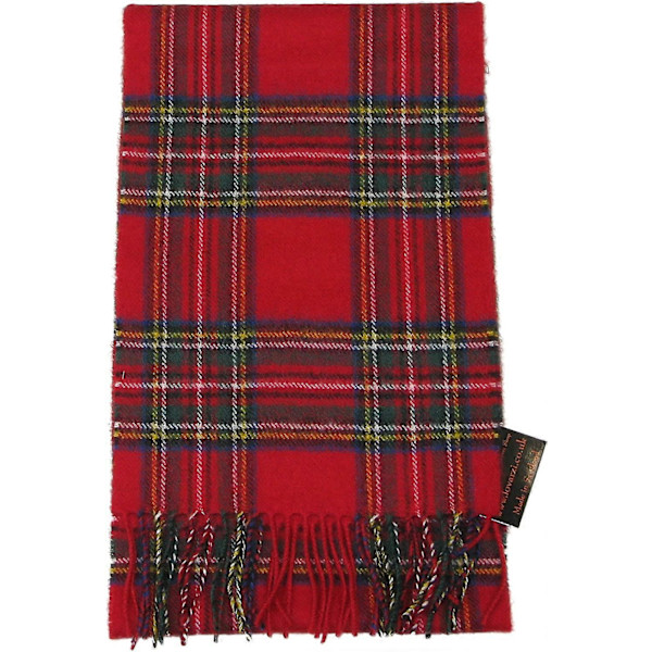 1 st Tartanhalsduk i ull för män & kvinnor - Ren lammullstartanhalsduk (röd)