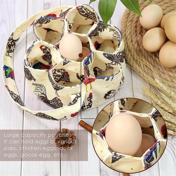 2 stk Egg-samlingskurv med 7 lommer Egg-samlingskurv Lerreteggposer for egg-samling Eggposer