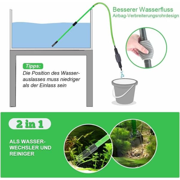 Akvarium Vattenbyteskit, Akvarium Grusrengöringskit med Hävert för Vattenbyte och Sandrengöring
