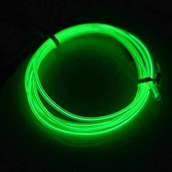 2m Fluorescerende Grønn Led Lys Glød El Wire Streng Strimmel Tau Dekor Fest + Usb