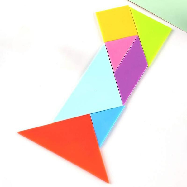 1 set Tangram-pussel Händer-på förmåga Ljusa färger Lätt Vikt Förälder-barn Interaktivt Pussel Tangram Leksak För Förskola
