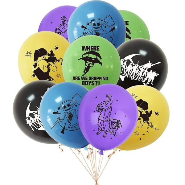 Fortnite spiltema fødselsdagsfest tilbehør sæt balloner banner kage toppers dekorationssæt til børn drenge