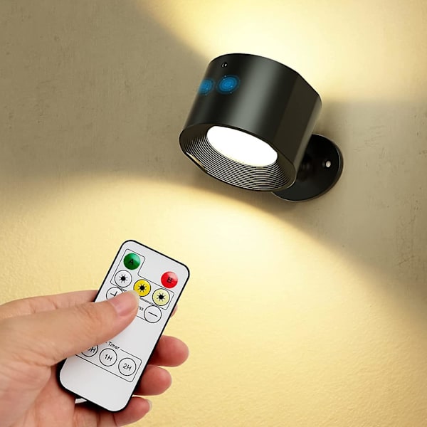 Vegglampe med oppladbar trinnløs dimming og 3 fargetemperaturjustering 360 magnetisk rotasjon Støtte berøring og fjernkontroll
