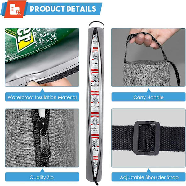 Golfkylväska ölhylsa 300 ml * 7 burk isolerad kylväska för golfväska dryckesförvaringsfodral kylrör med justerbar axelrem för golf