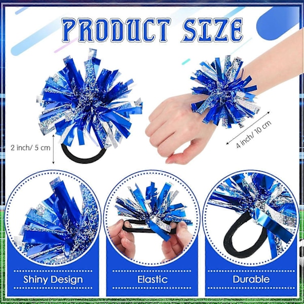 2025 Seneste Model 24 Stk. 2 Farver Mini Pomponer Hår Elastikker til Cheerleading 10 cm Elastisk