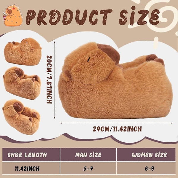 Capybara Tofflor Söta Capybara Plyschtofflor Hus Varma Capybara Skor Fotinslagna Capybara Sandaler för Kvinnor Män Indo