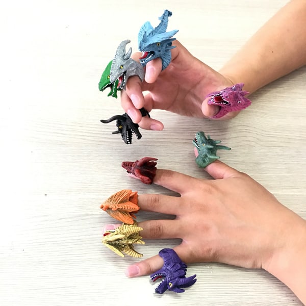 Mini-realistisk drage-dinosaur-fingerdukkesæt, rollelegetøj til børn, historiefortælling, sjov rekvisit til børn（farve）