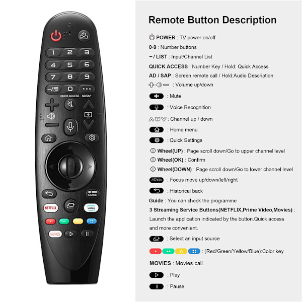 Lg Remote Magic Remote Kompatibel Med Mange Lg-Modeller, Netflix Og Prime Video Hurtigtaster LANG