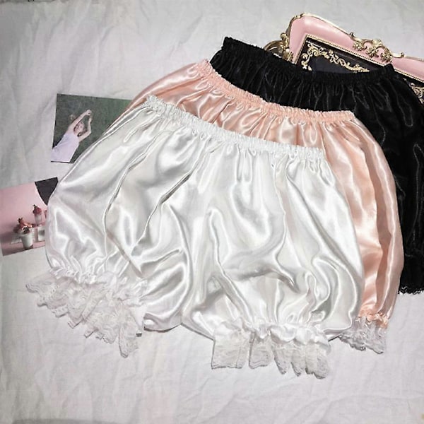 Dame Blonde Korte Trusser Imitation Silke Flæse Bloomers Anti Eksponering Sikkerhedsbukser Lolita Satin Knickers Shorts Kjole Underbukser