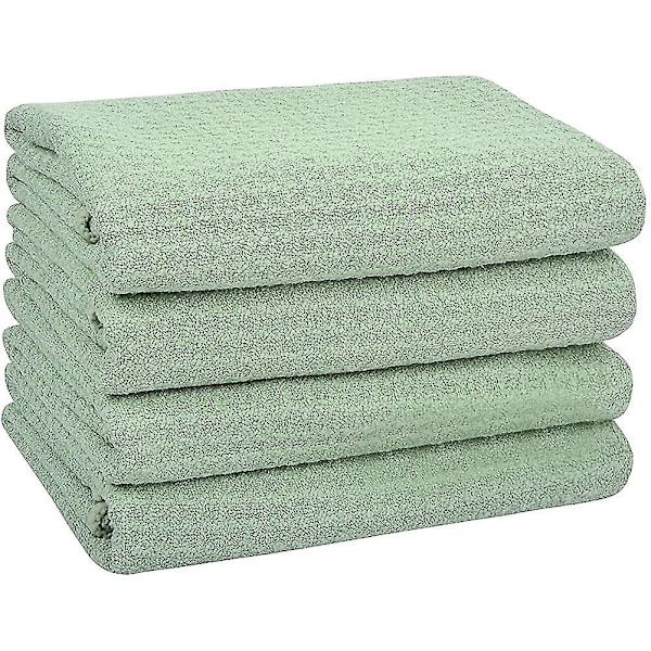 Våffelkökshandduk 4-pack 40 cm x 60 cm Grön Mikrofiber Kök Handduk Diskhandduk
