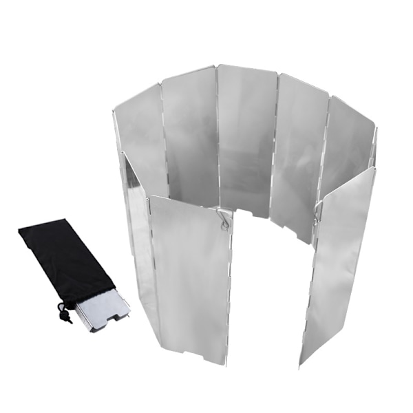 Hopfällbar vindruta i aluminiumlegering, 12 plattor camping vindruta för campingspis, picknick, gasspis