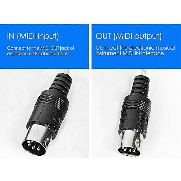 USB til MIDI 5-Pin Kabel Konverter 2 i 1 til PC Lyd Output Redigering til Klaver Elektroniske Musikinstrumenter
