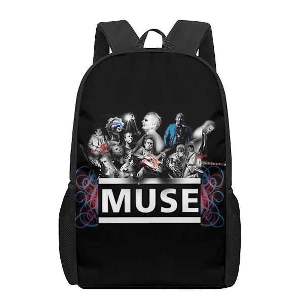 Muse Band 3D-trykte skolesekker for jenter, gutter, barn og barn Skolesekk 3D Junior barneskoleelever Skolesekker Skuldervesker 16
