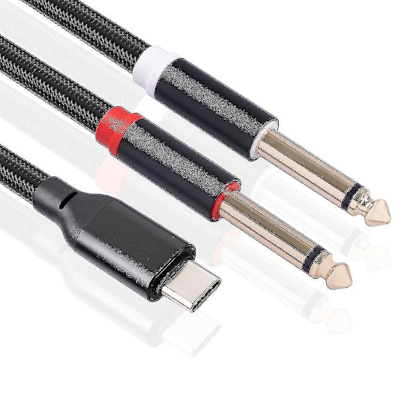 USB C til dobbelt 6,35 mm audio stereo kabel Type C til dobbelt 6,35 mm audio kabel til smartphone multimedia