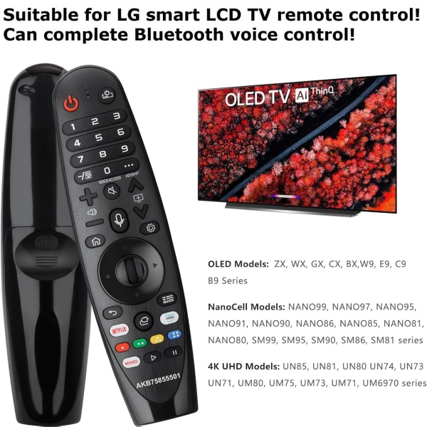 Lg Fjärrkontroll Magic Remote Kompatibel Med Många Lg-modeller, Netflix Och Prime Video-genvägar LÅNG