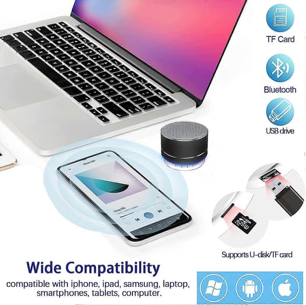 Kannettava Bluetooth-kaiutin, Bluetooth-kaiutin LED-valoilla, langaton kaiutin