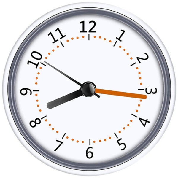 Mini dusjklokke Vanntett Ip24 Veggklokke Sugkopp Baderomsklokke Akryl Face Suction Clock (haoyi