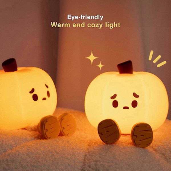 Nattlampa Söt Pumpa Silikonlampa Halloween Bärbar med Timer Touch, Kampanj
