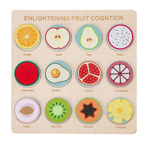 Cognition Board Härlig slät yta Trä Barn Frukt Matchande pusselspel Pedagogisk leksak för barn Chick