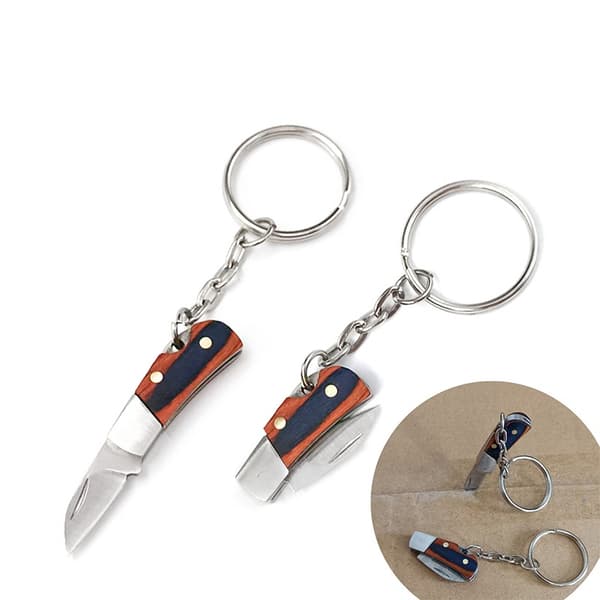 Mini kamouflagefickkniv - Fällbar nyckelringskniv i rostfritt stål