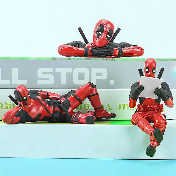 3 stk Deadpool Figuriner, Samleobjekter, Dukker, Bordpynt, Dekor, Gave til Marvel-fans