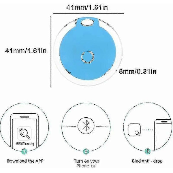 4 kpl Mini GPS-paikannin Vedenkestävä Kannettava Bluetooth-paikannin Matkatavaroiden/Lasten/Lemmikkien/Kissat/Koirat Premium