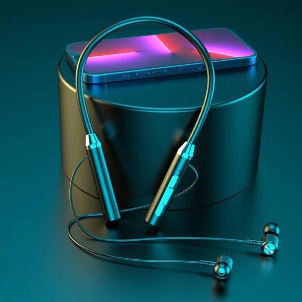 Trådlösa Bluetooth hörlurar med nackband 9D Stereo Surround-ljud Magnetiska Nackband Sporthörlurar med mikrofon