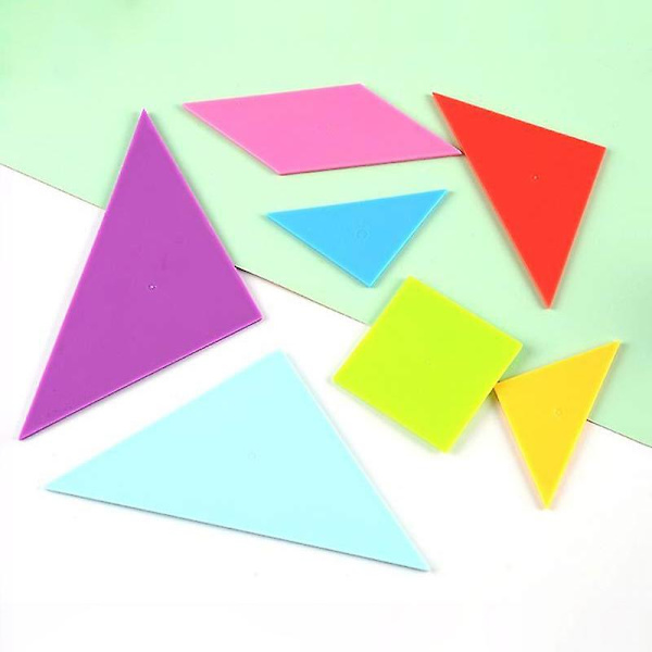 1 set Tangram-pussel Händer-på förmåga Ljusa färger Lätt Vikt Förälder-barn Interaktivt Pussel Tangram Leksak För Förskola