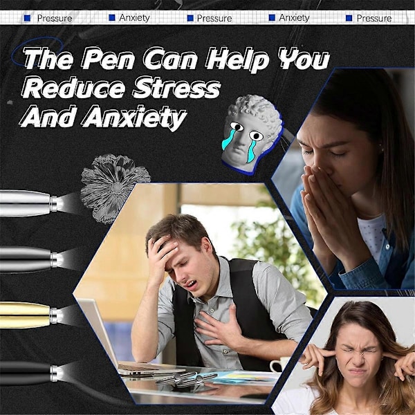 4 st Fidget Pen Spinner Penna med LED-ljus Multifunktionell Cool Ångestpenna Hjälp Stressreducerare Ba 12