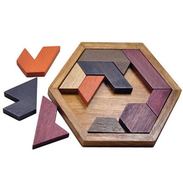 Tangram-puslespill i tre, hjernetrim, tankespill, hjernetrening for barn eller voksne, barns intellektuelle utvikling