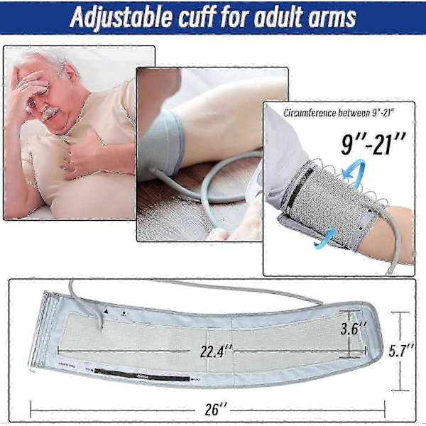 Extra Stort Manschett Kompatibel Med Omron 9u201d-21u201d Tum (22-53cm) Xl Blodtryck Vuxen Arm Bp Ersättningsmanschett För Stor Arm, Grå 12
