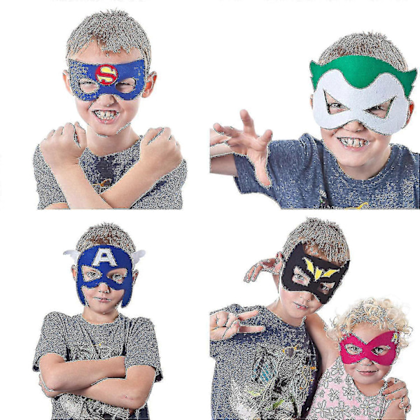 Supersankari Naamiaismaskit Lasten Juhliin (32 kpl) Huopaa ja Joustoa - Supersankari Syntymäpäiväjuhla Maskit 32 Eri Tyypillä Täydellinen Lapsille--