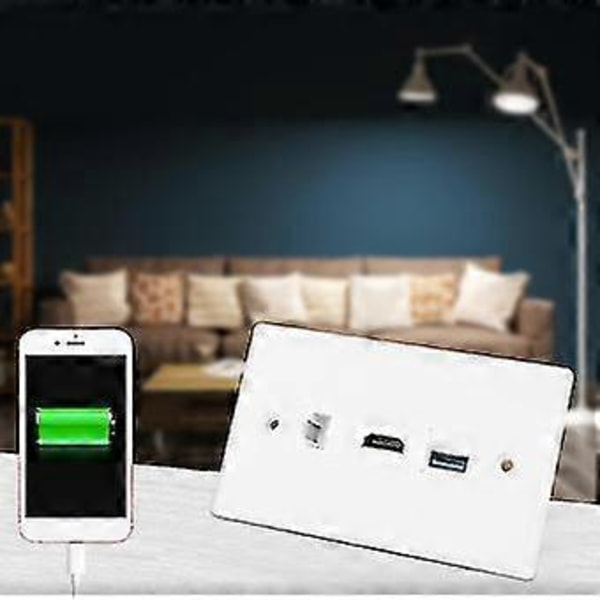 US Standard CAT6 HDMI USB3.0 Interface Stikdåse Panel Clip-On Vægplade Panel til Husholdningsbrug
