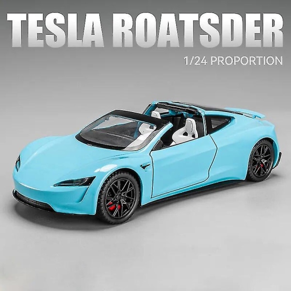 1:24 Tesla Roadster Model Y Model 3 Tesla Model S Legering Leksaksbil Modell Ljud Och Ljus Barnleksak Samlarobjekt Födelsedagspresent Roadster Orange