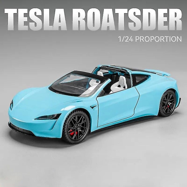 1:24 Tesla Roadster Model Y Model 3 Tesla Model S Legetøjsbil i metal med lyd og lys - Samleobjekt til børn - Fødselsdagsgave Model Y Black