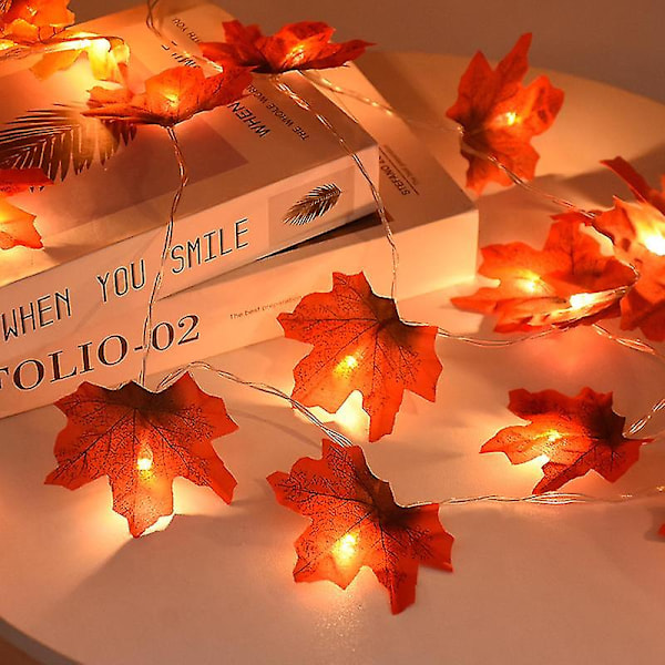 20 LED Lønneblad Lysstreng Kunstige Høstblader LED Fe Lyslenke for Jul Thanksgiving Halloween Fest Hjemmedekorasjon123