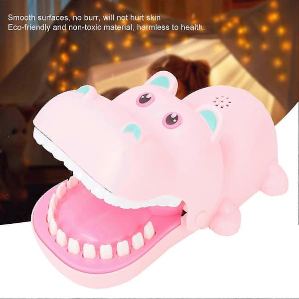 Bærbart Hippo Munnleketøy for Barn Bite Finger Brettspill Rosa