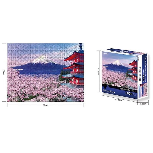 Pussel 1000 bitar för vuxna Mount Fuji Berömda japanska vackra landskapsutmaningsspel för familjepresent