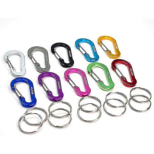 Set med 10 karbinhakar med mini-karbinhake, mini-karbinhake, liten karbinhake, karbinhake för nyckel
