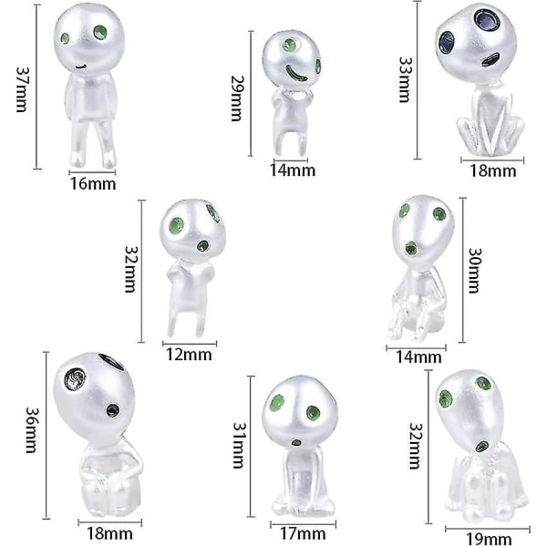 8 stk. trealv-figurer, miniatyrlysende statuer, mikrolandskapshartspynt hagedekorasjon (tilfeldig stil)