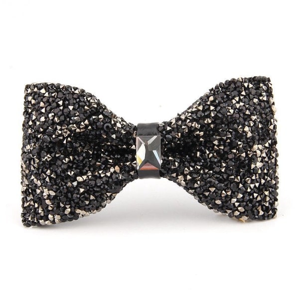 Rhinestone-solmio miesten kiiltävä kristalli kaulus solmio valkoinen musta