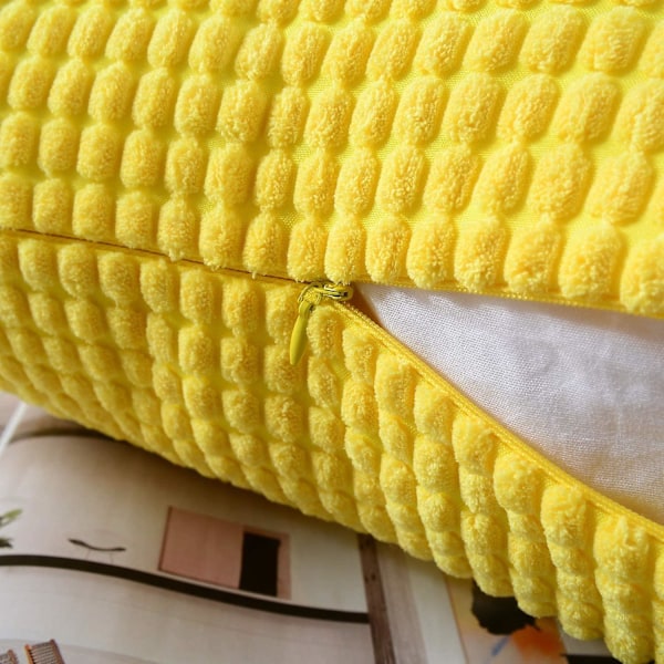 Sitruskeltainen samettikoristetyyny ja tyynynpäällinen, 2 kpl setti, pehmeä sametti, neliömäinen tyynynpäällinen, tyynynpäälliset, tyynynpäällinen, kodin sisustus F