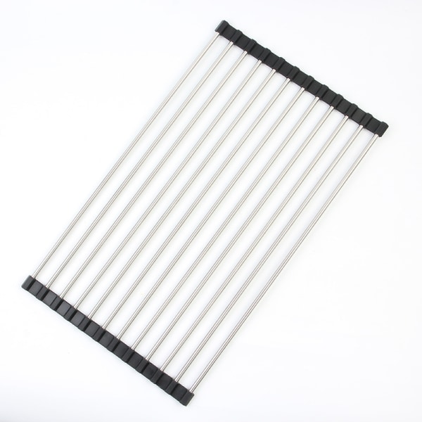 Oppvaskstativ i rustfritt stål for oppleggbar oppvaskstativ Praktisk oppvaskstativ-43*35 cm, svart, 1 stk.